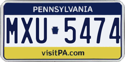 PA license plate MXU5474