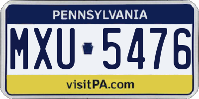 PA license plate MXU5476
