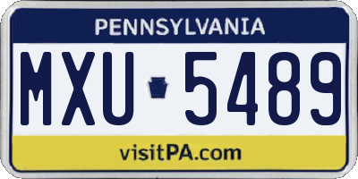 PA license plate MXU5489