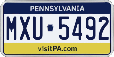 PA license plate MXU5492