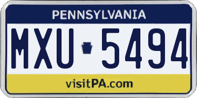 PA license plate MXU5494