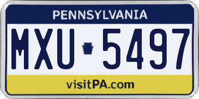 PA license plate MXU5497