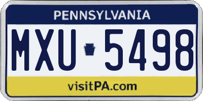 PA license plate MXU5498
