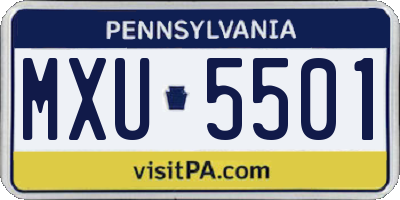 PA license plate MXU5501