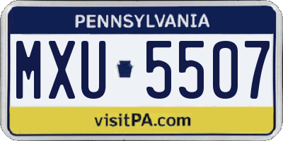 PA license plate MXU5507