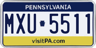 PA license plate MXU5511