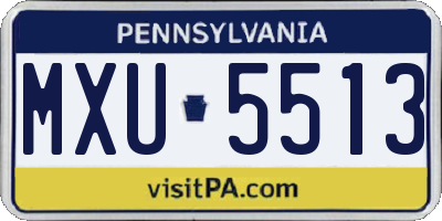 PA license plate MXU5513