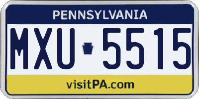 PA license plate MXU5515