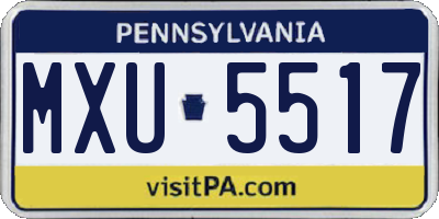 PA license plate MXU5517