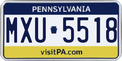 PA license plate MXU5518