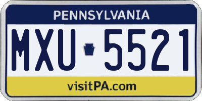 PA license plate MXU5521