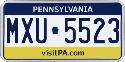 PA license plate MXU5523