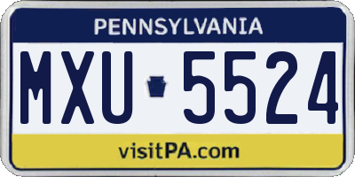 PA license plate MXU5524