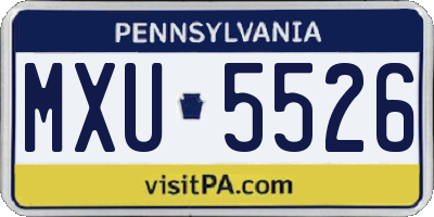 PA license plate MXU5526