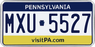 PA license plate MXU5527