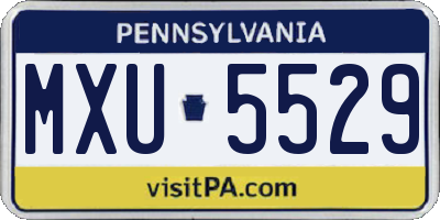 PA license plate MXU5529