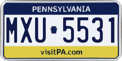 PA license plate MXU5531