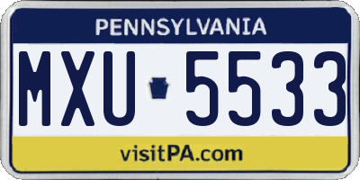 PA license plate MXU5533