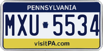 PA license plate MXU5534