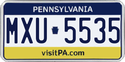 PA license plate MXU5535