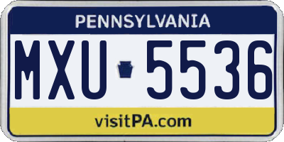 PA license plate MXU5536