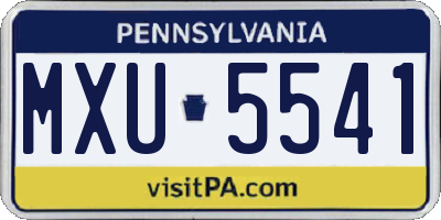 PA license plate MXU5541