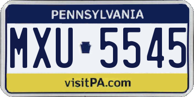 PA license plate MXU5545
