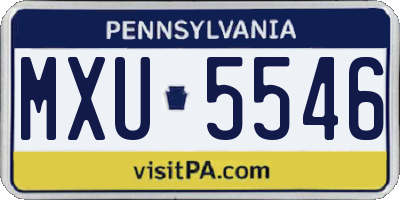 PA license plate MXU5546