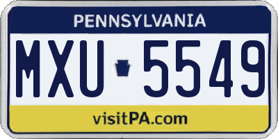 PA license plate MXU5549