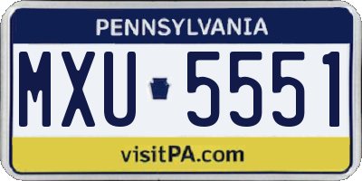 PA license plate MXU5551