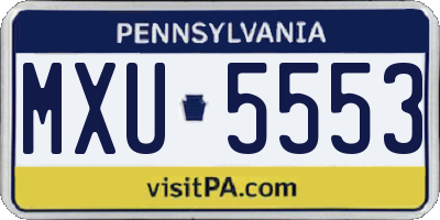 PA license plate MXU5553