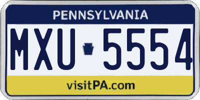 PA license plate MXU5554