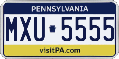 PA license plate MXU5555