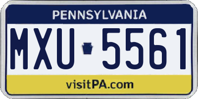 PA license plate MXU5561