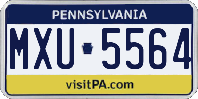 PA license plate MXU5564