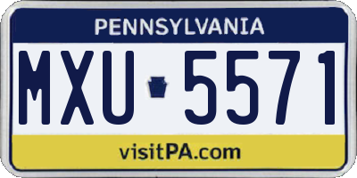 PA license plate MXU5571