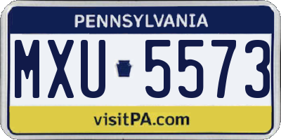 PA license plate MXU5573