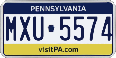 PA license plate MXU5574
