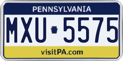 PA license plate MXU5575