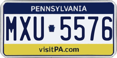PA license plate MXU5576
