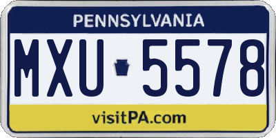 PA license plate MXU5578