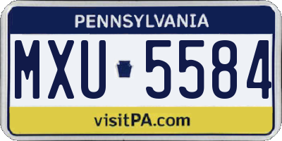PA license plate MXU5584