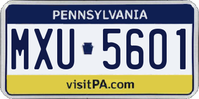 PA license plate MXU5601