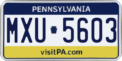 PA license plate MXU5603