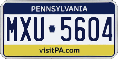 PA license plate MXU5604