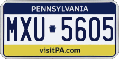 PA license plate MXU5605