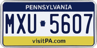 PA license plate MXU5607