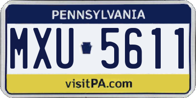 PA license plate MXU5611