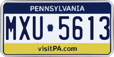 PA license plate MXU5613