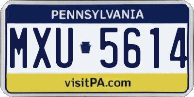 PA license plate MXU5614
